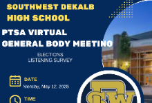 SWD PTSA General Body Meeting | Mon., May 12,2025 at 6:00PM *VIRTUAL