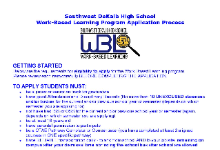 Southwest DeKalb High School Work-Based Learning Program Application 24-25